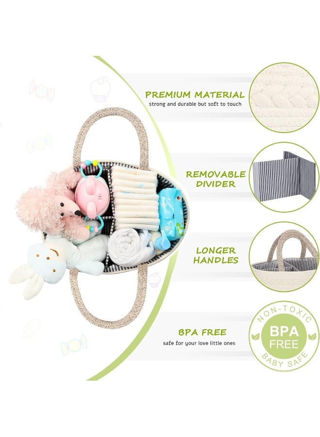 Maliton Diaper Caddy Organizer for Baby, Cotton Rope Baby Gift Basket, Portable Diaper Organizer for changing table, Nursery Storage Organizer, Shower Gifts for Newborn,baby essentials - Image 4